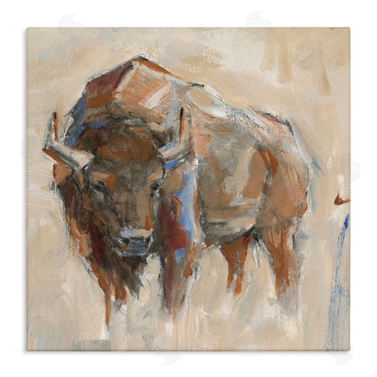 Ethan Harper Bison Portrait Country Wildlife Painting Stretched Canvas Wall Art Print