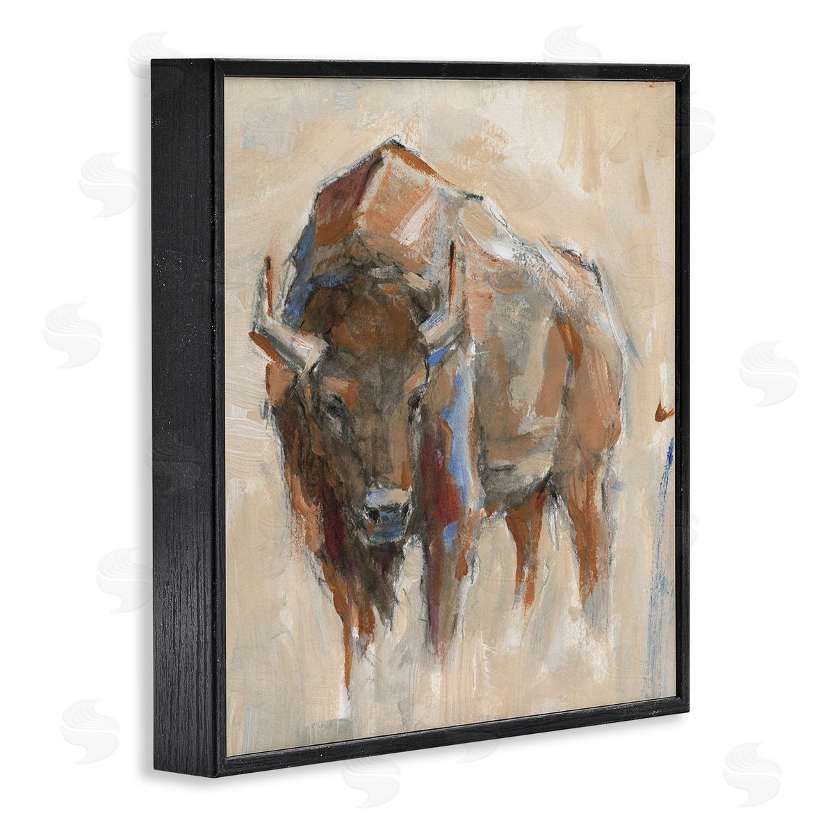 Ethan Harper Bison Portrait Country Wildlife Painting Black Framed Glicee Wall Art Print