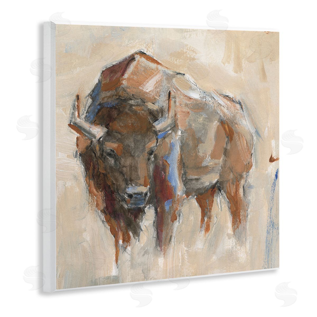 Ethan Harper Bison Portrait Country Wildlife Painting Wooden Wall Plaque Art Print