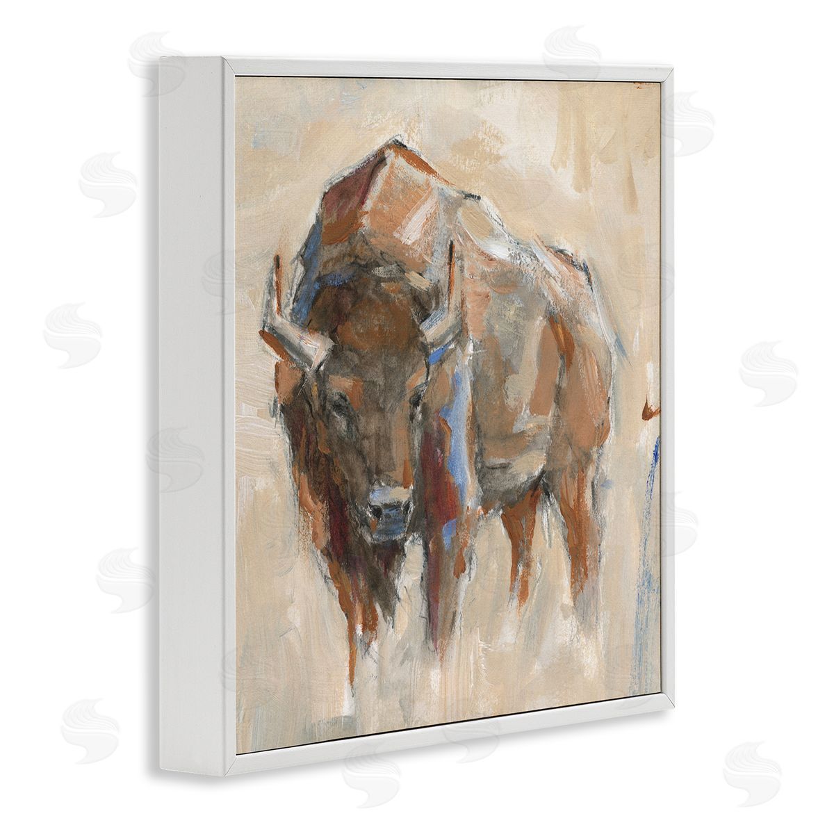 Ethan Harper Bison Portrait Country Wildlife Painting White Framed Glicee Wall Art Print