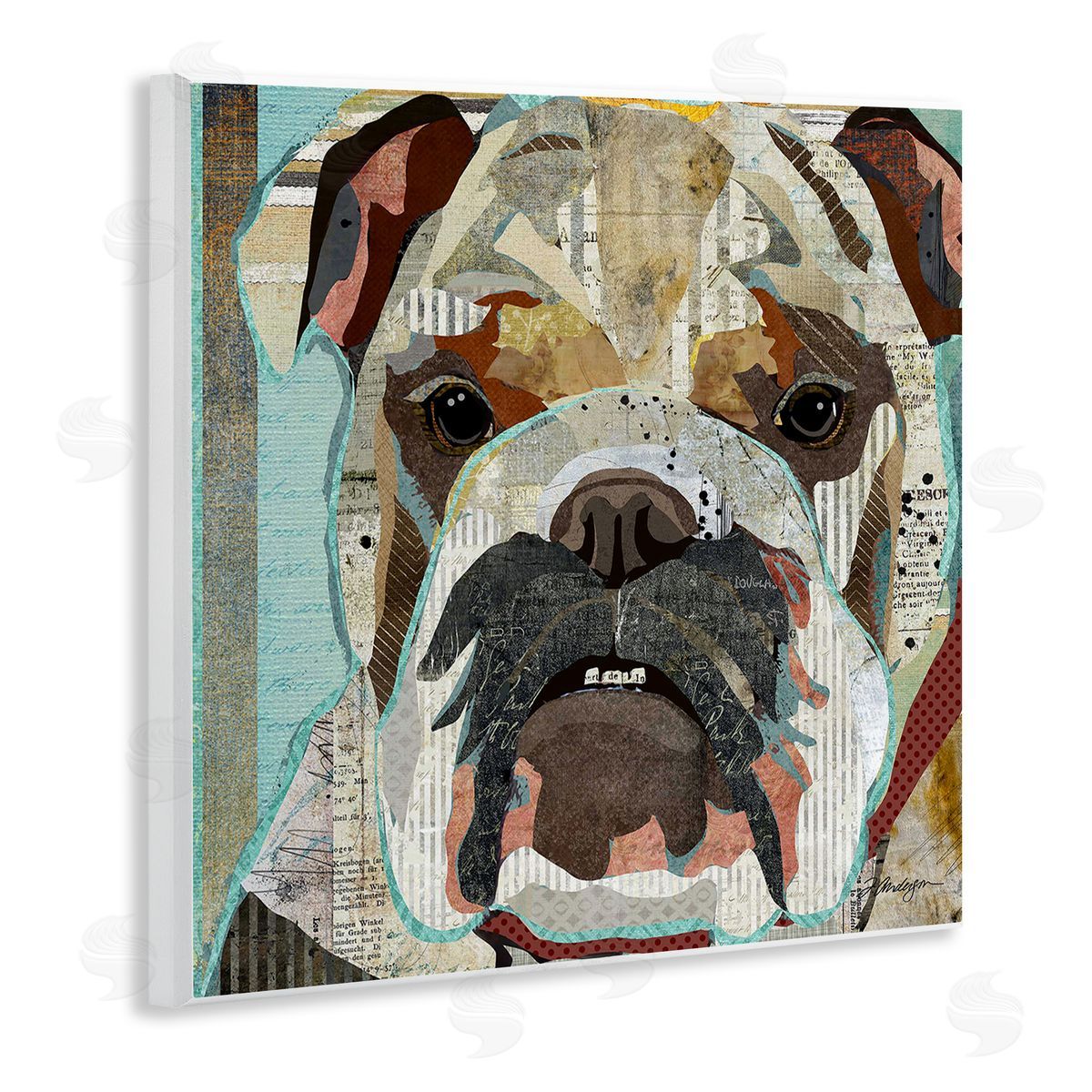 Traci Anderson Bulldog Pet Portrait Text Collage Wooden Wall Plaque Art Print