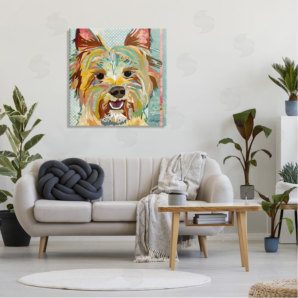 Traci Anderson Happy Terrier Pet Portrait Collage Canvas Wall Art in Room
