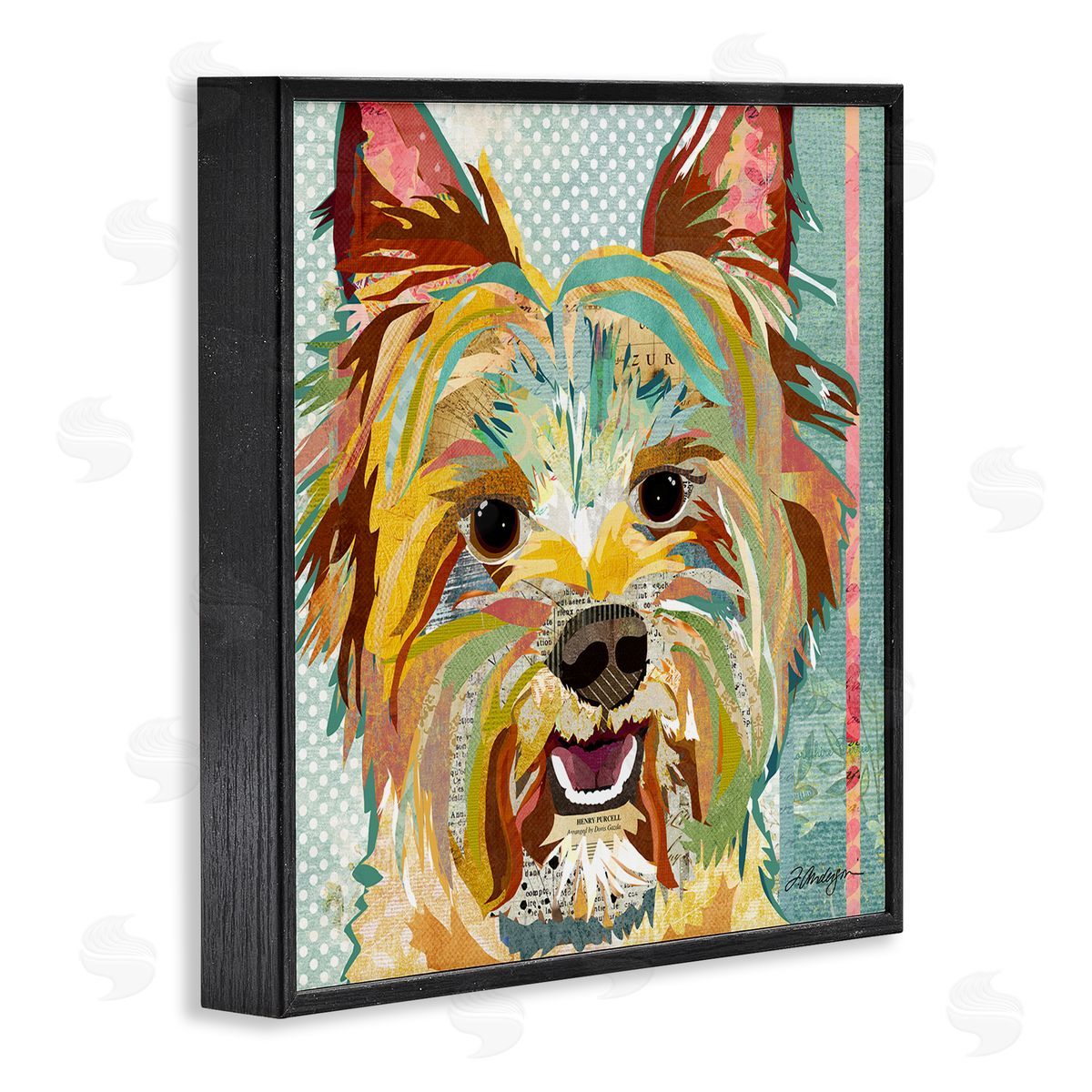 Traci Anderson Happy Terrier Pet Portrait Collage Black Framed Glicee Wall Art Print