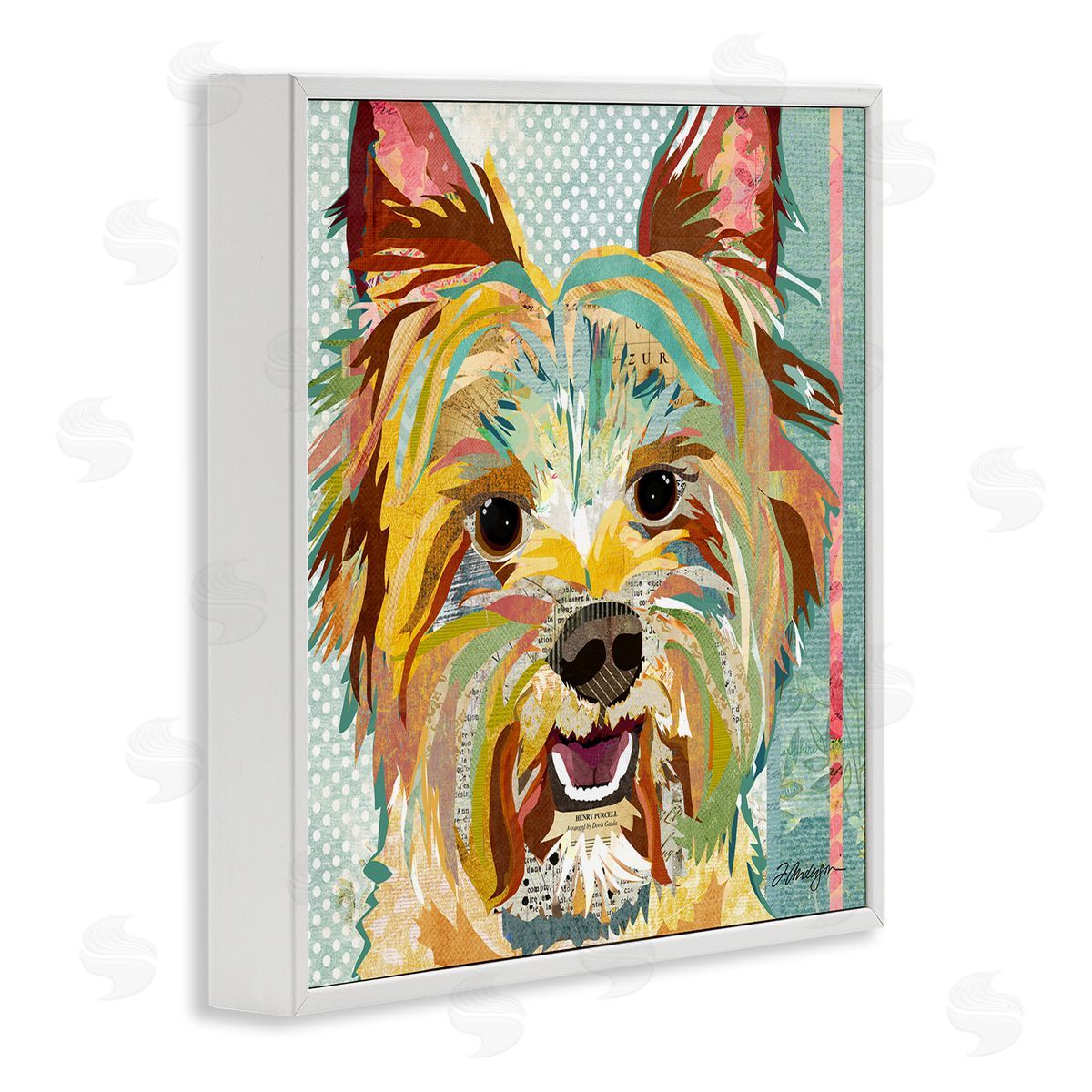 Traci Anderson Happy Terrier Pet Portrait Collage White Framed Glicee Wall Art Print