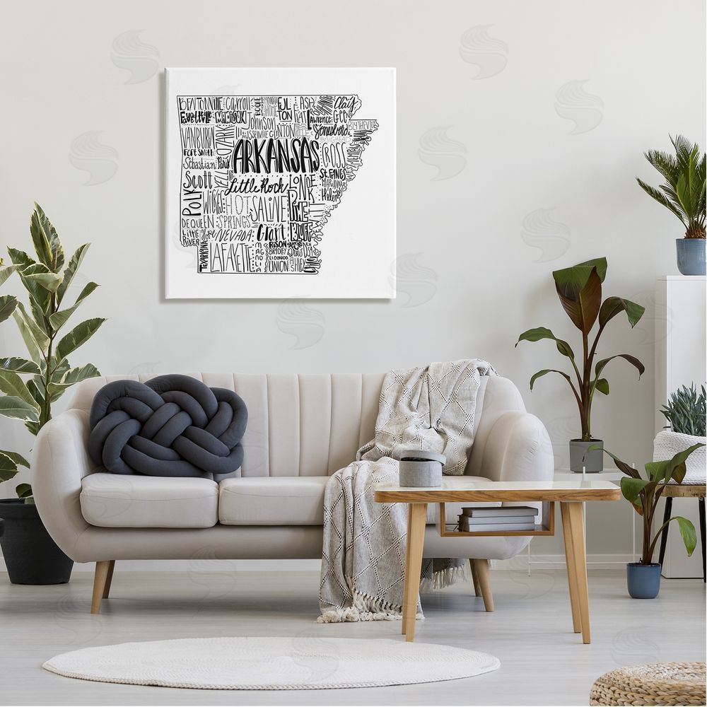 The Saturday Evening Post Arkansas State Typography Cities Map Canvas Wall Art in Room