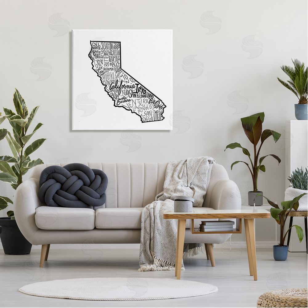 The Saturday Evening Post California State Cities Typography Map Canvas Wall Art in Room