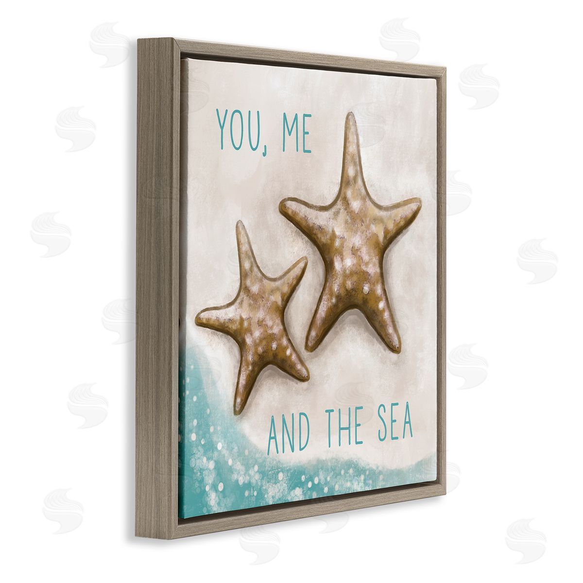 Elizabeth Tyndall You Me & Sea Romantic Beach Lover Brown Floating Frame Canvas Wall Art Print
