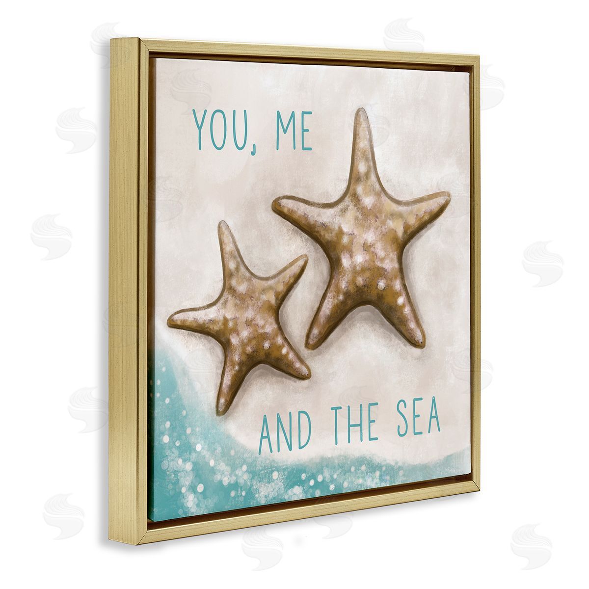 Elizabeth Tyndall You Me & Sea Romantic Beach Lover Gold Floating Frame Canvas Wall Art Print