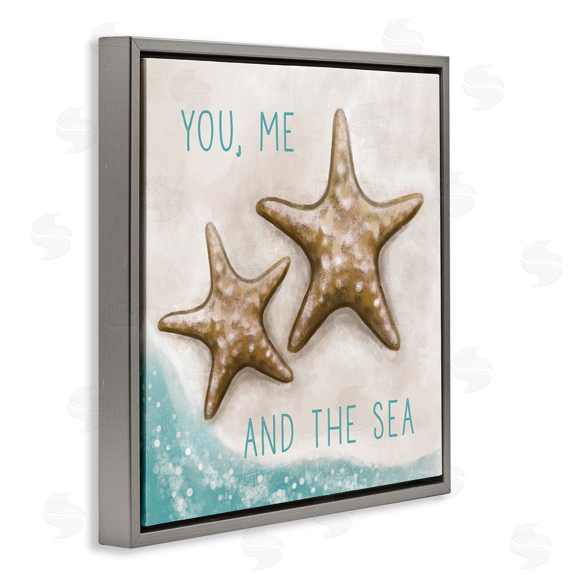 Elizabeth Tyndall You Me & Sea Romantic Beach Lover Gray Floating Frame Canvas Wall Art Print