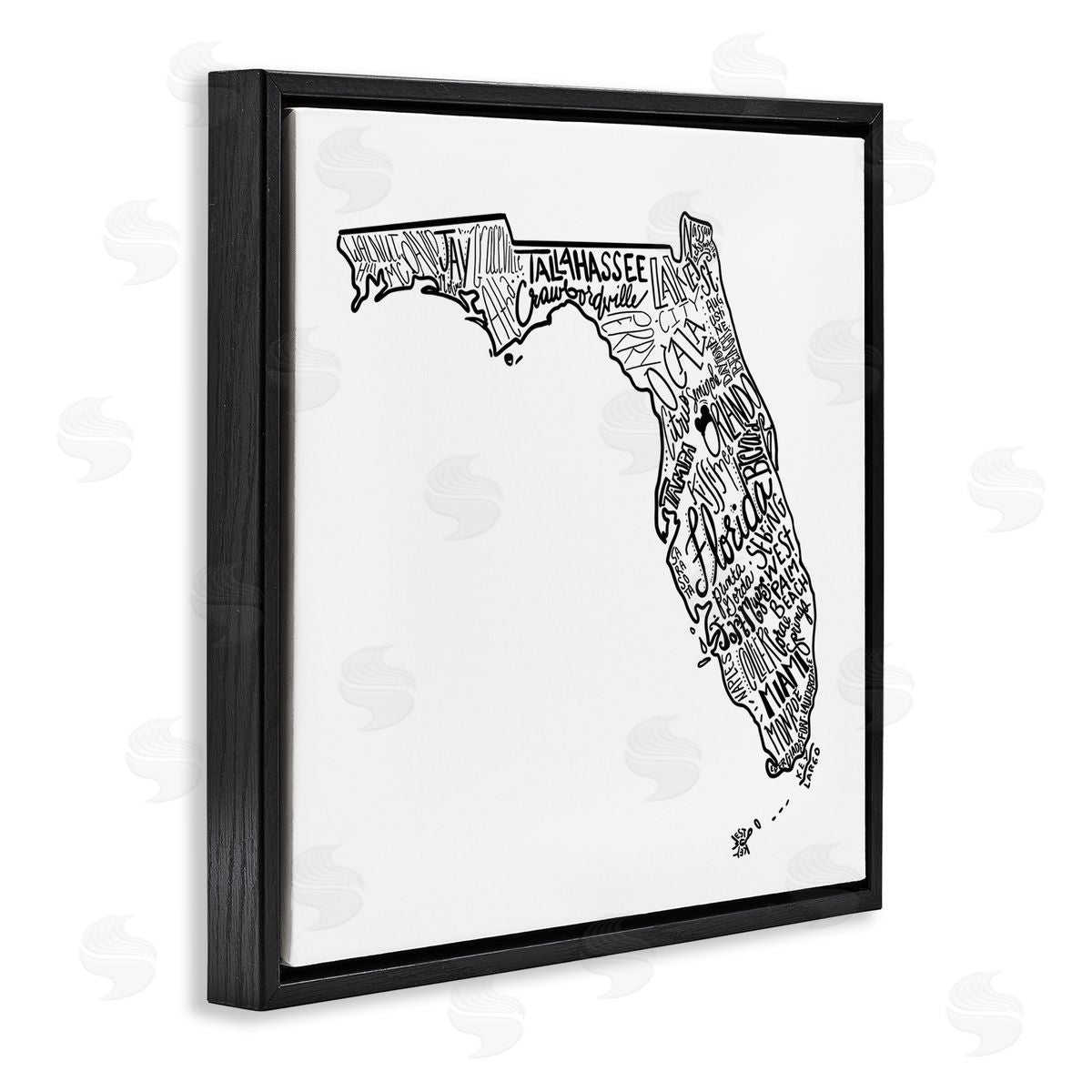 The Saturday Evening Post Florida State Typography Cities Black Floating Frame Canvas Wall Art Print