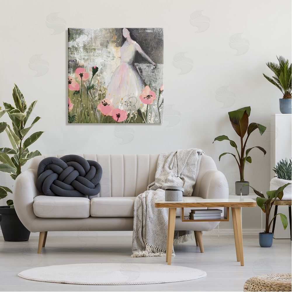 Ruth Fromstein Contemporary Meadow Woman Collage Canvas Wall Art in Room