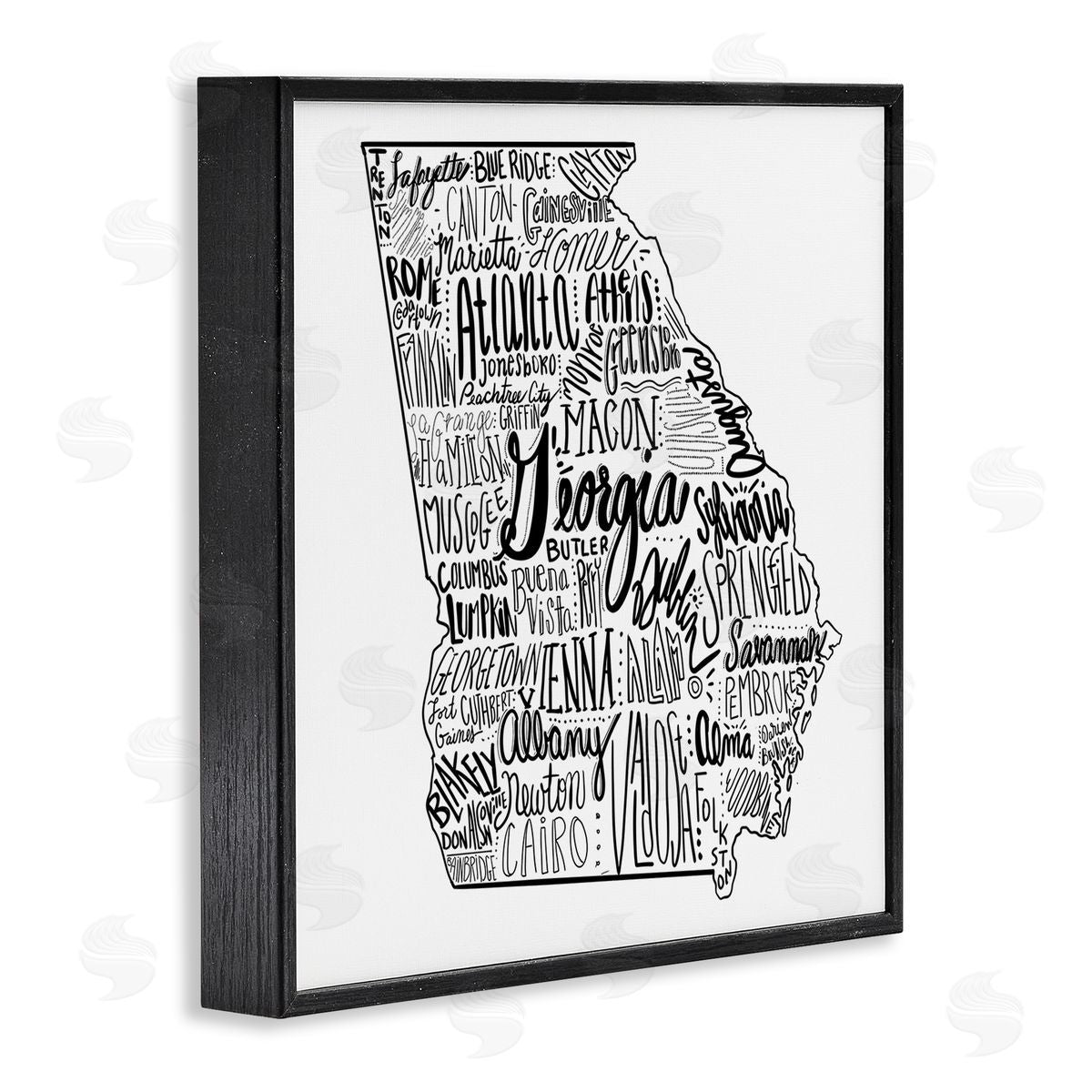 The Saturday Evening Post Georgia State Map Shape City Typography Black Framed Glicee Wall Art Print