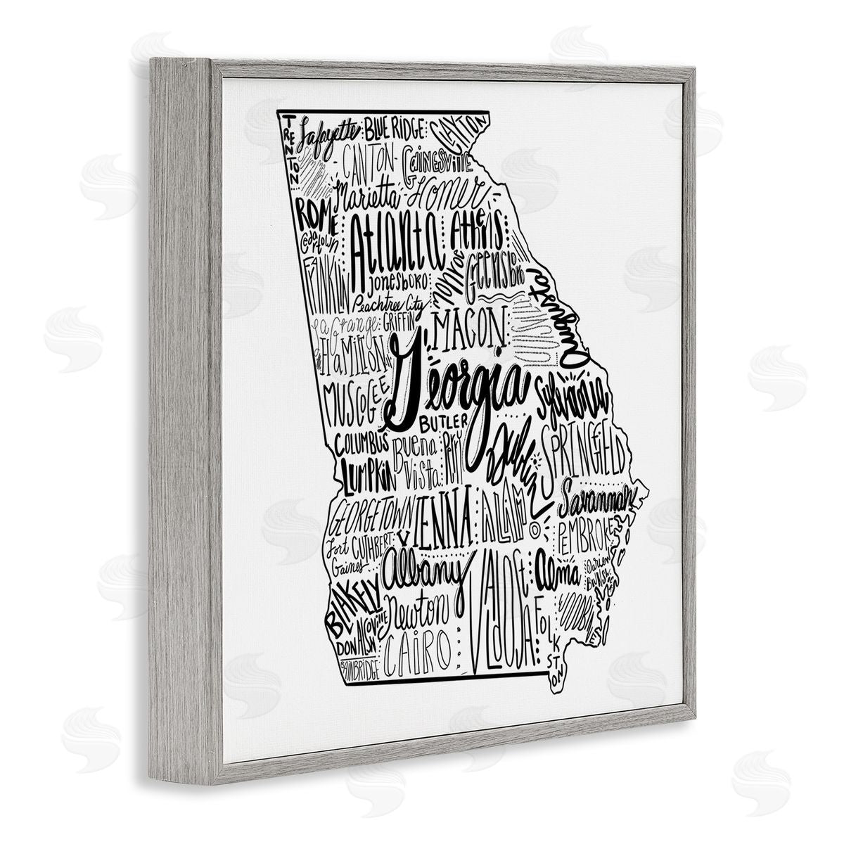 The Saturday Evening Post Georgia State Map Shape City Typography Gray Framed Glicee Wall Art Print