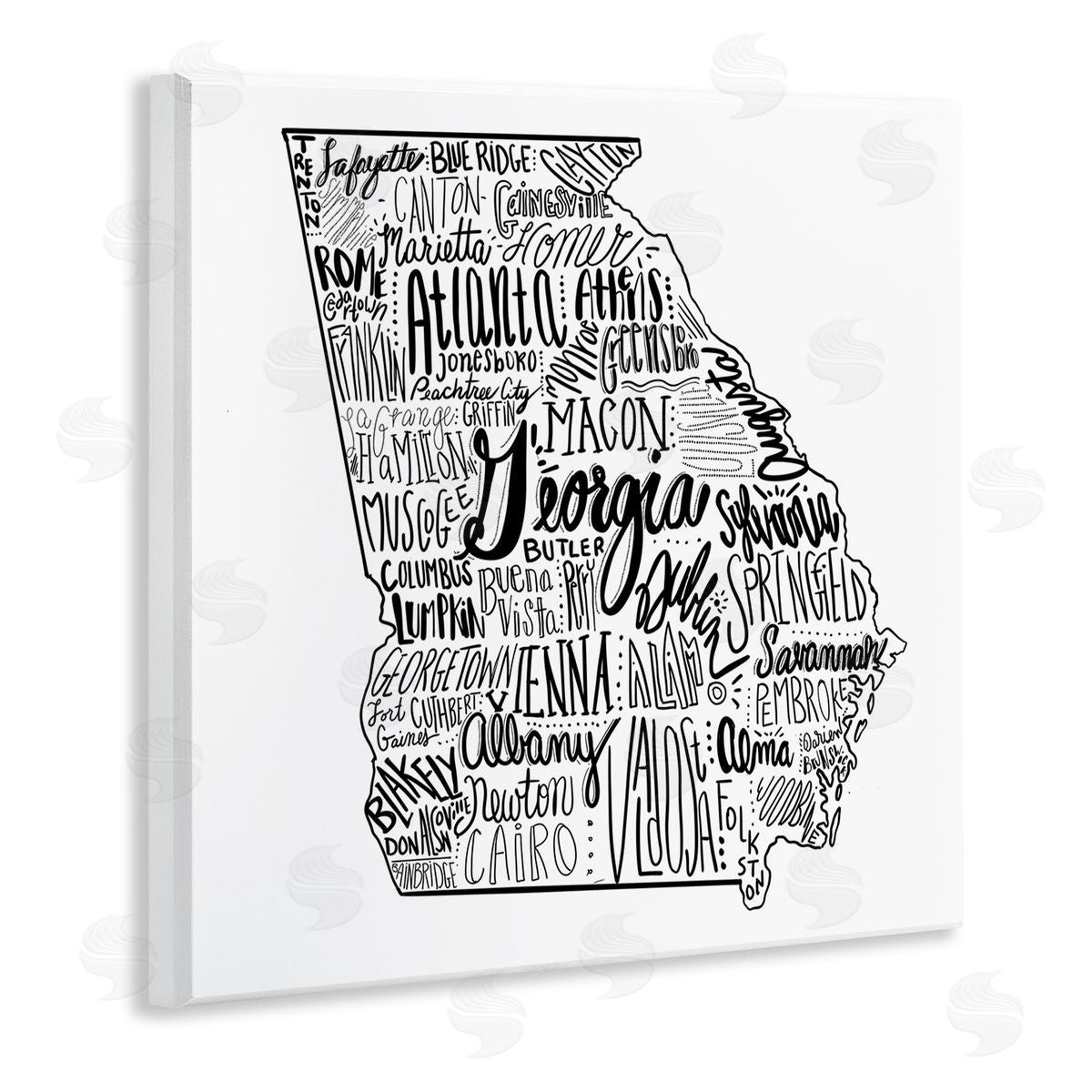 The Saturday Evening Post Georgia State Map Shape City Typography Wooden Wall Plaque Art Print