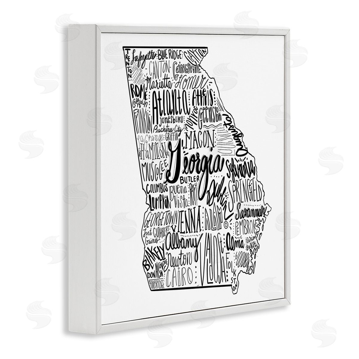 The Saturday Evening Post Georgia State Map Shape City Typography White Framed Glicee Wall Art Print