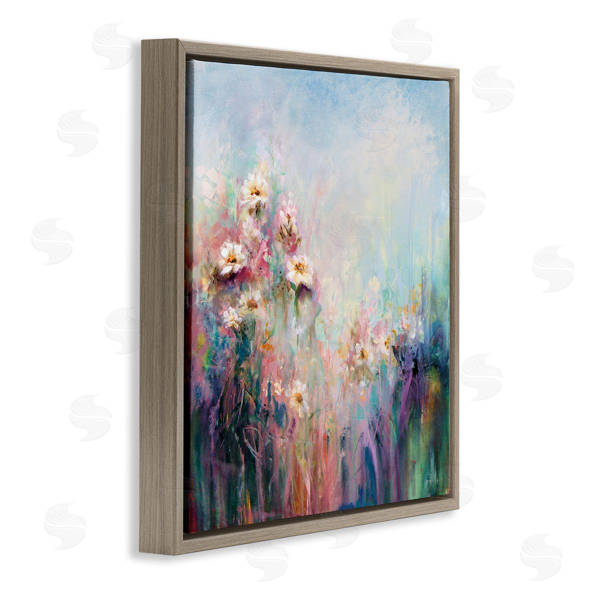 Karen Hale Abstract Flower Garden Blooming Hues Brown Floating Frame Canvas Wall Art Print