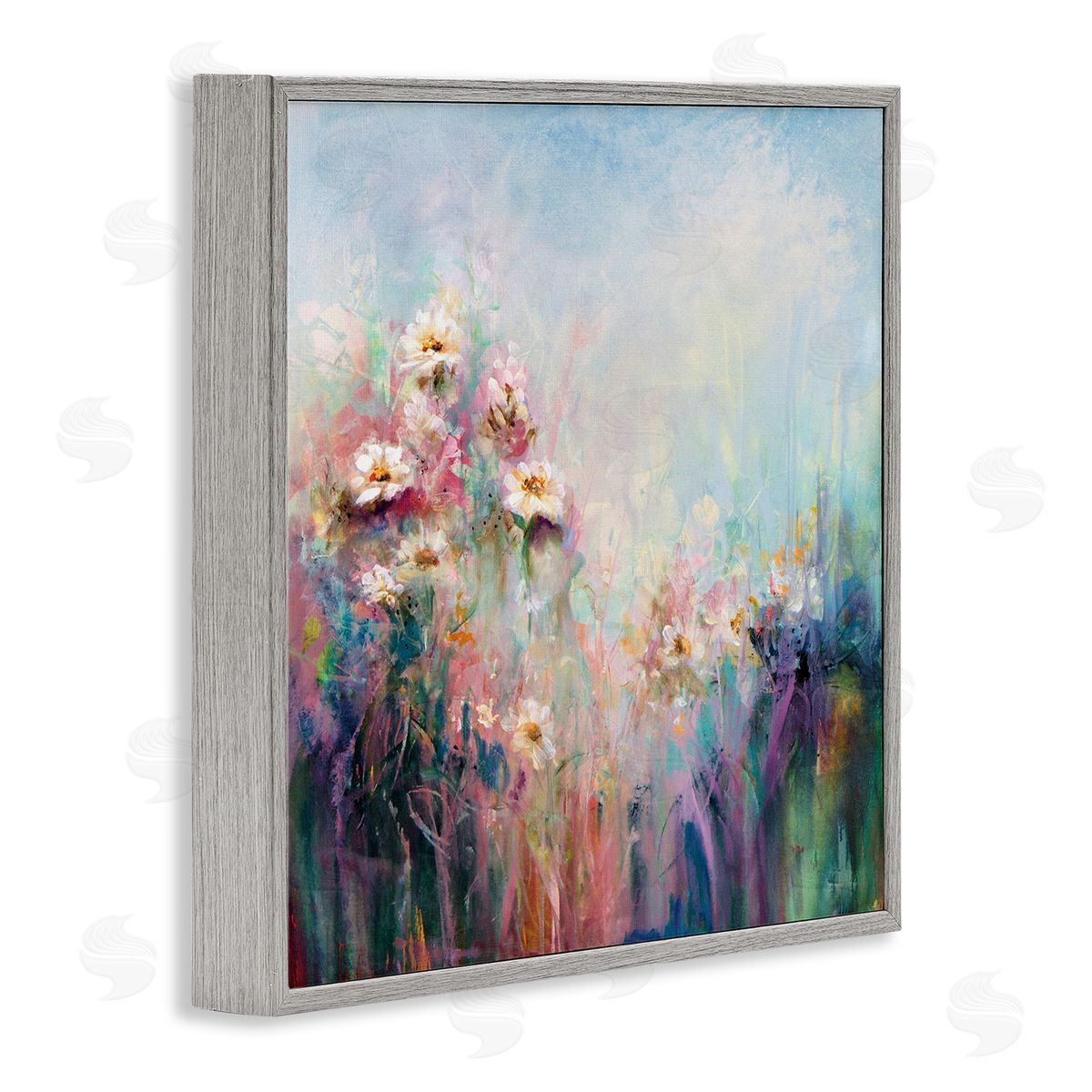 Karen Hale Abstract Flower Garden Blooming Hues Gray Framed Glicee Wall Art Print