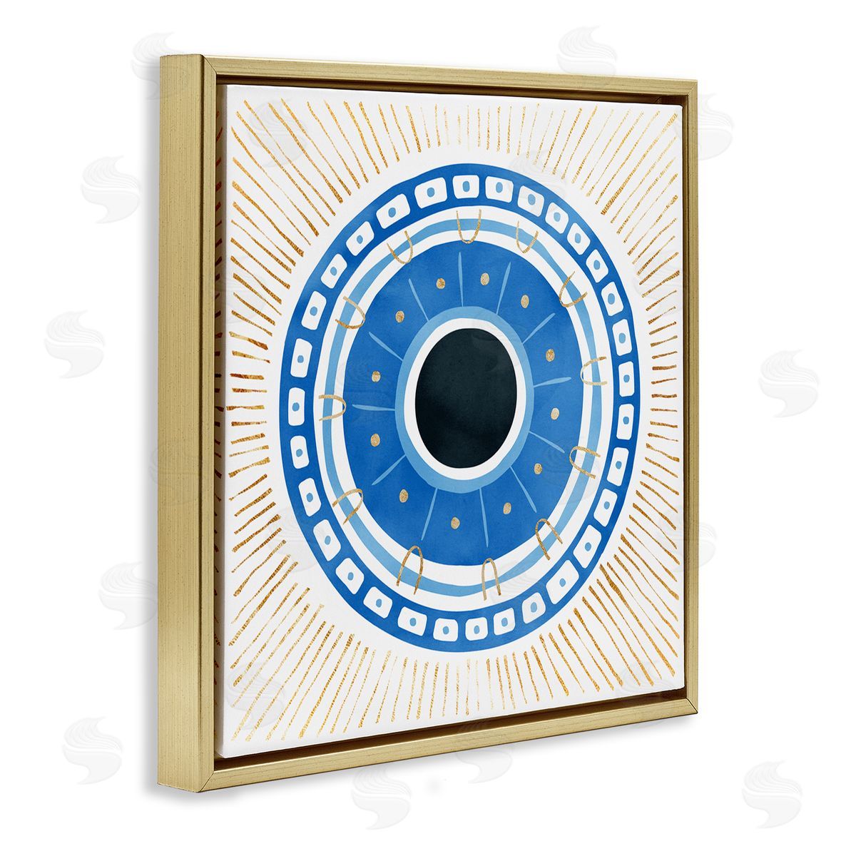 Ziwei Li Patterned Evil Eye Mati Symbol Gold Floating Frame Canvas Wall Art Print