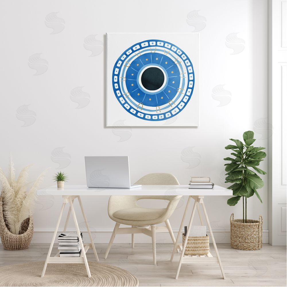 Ziwei Li Spiritual Mati Evil Eye Blocked Pattern Canvas Wall Art in Room