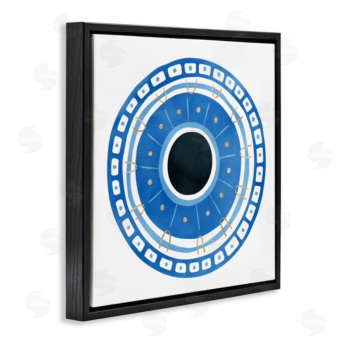 Ziwei Li Spiritual Mati Evil Eye Blocked Pattern Black Floating Frame Canvas Wall Art Print