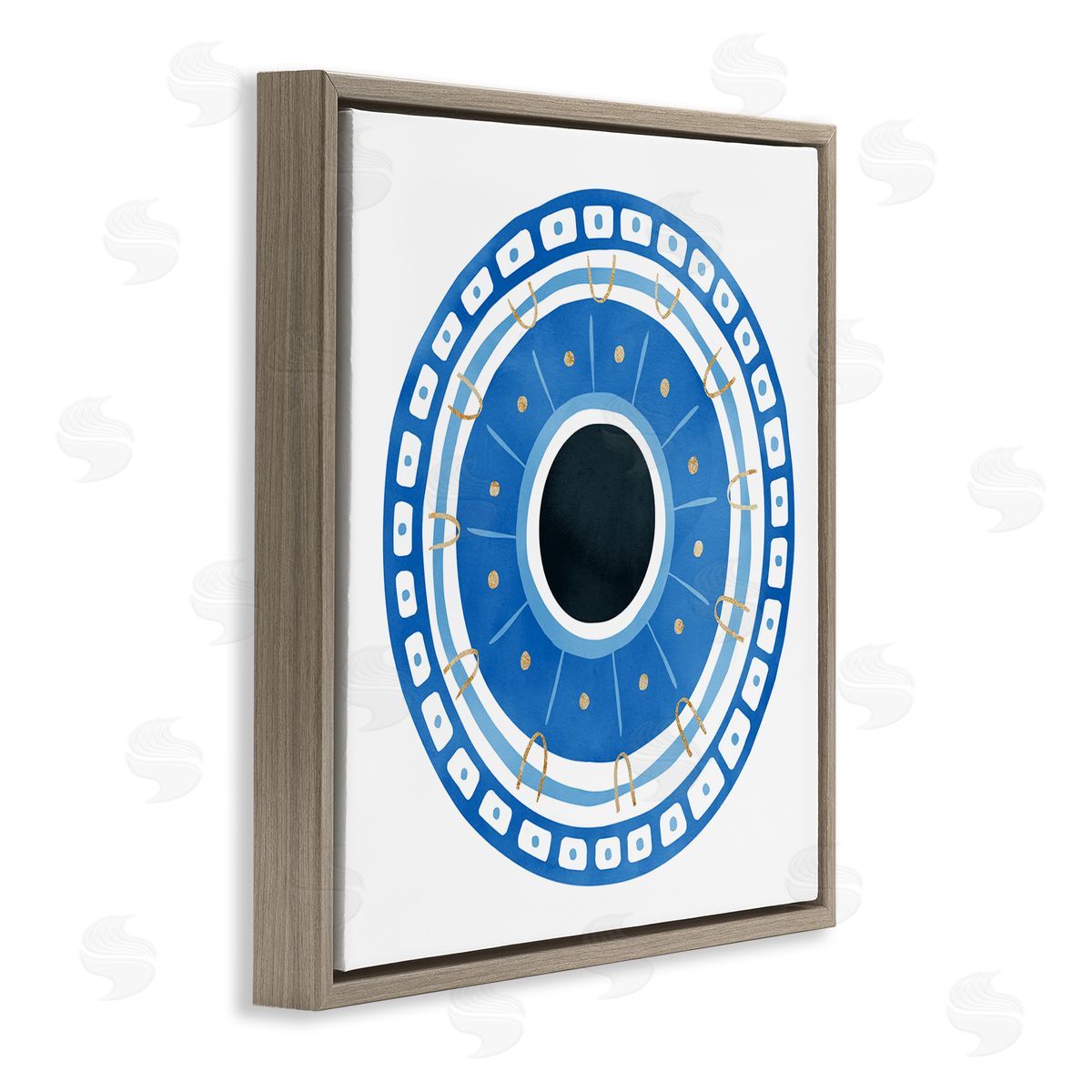 Ziwei Li Spiritual Mati Evil Eye Blocked Pattern Brown Floating Frame Canvas Wall Art Print