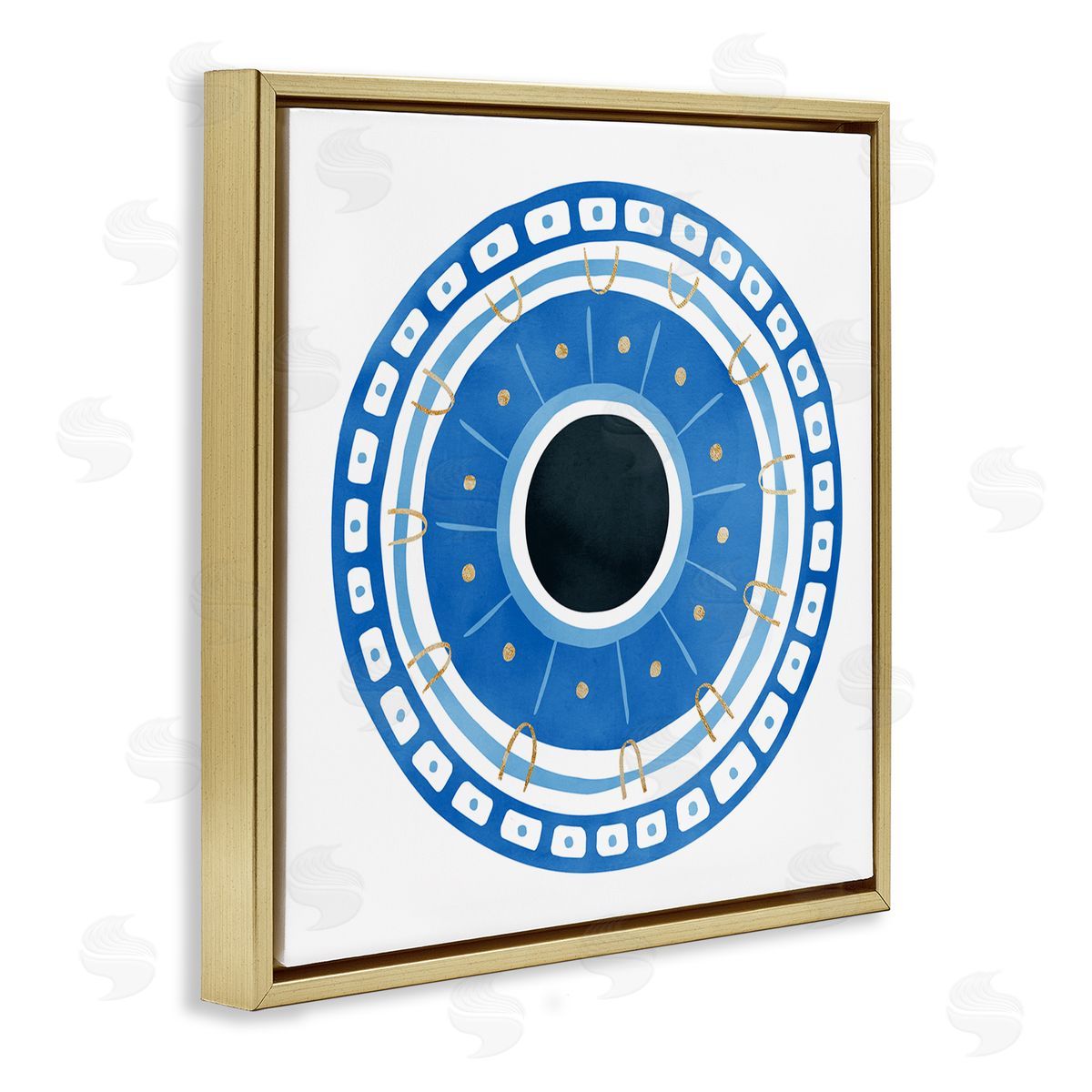 Ziwei Li Spiritual Mati Evil Eye Blocked Pattern Gold Floating Frame Canvas Wall Art Print