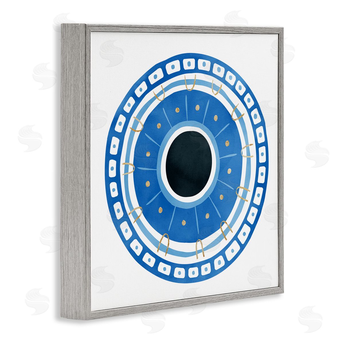 Ziwei Li Spiritual Mati Evil Eye Blocked Pattern Gray Framed Glicee Wall Art Print