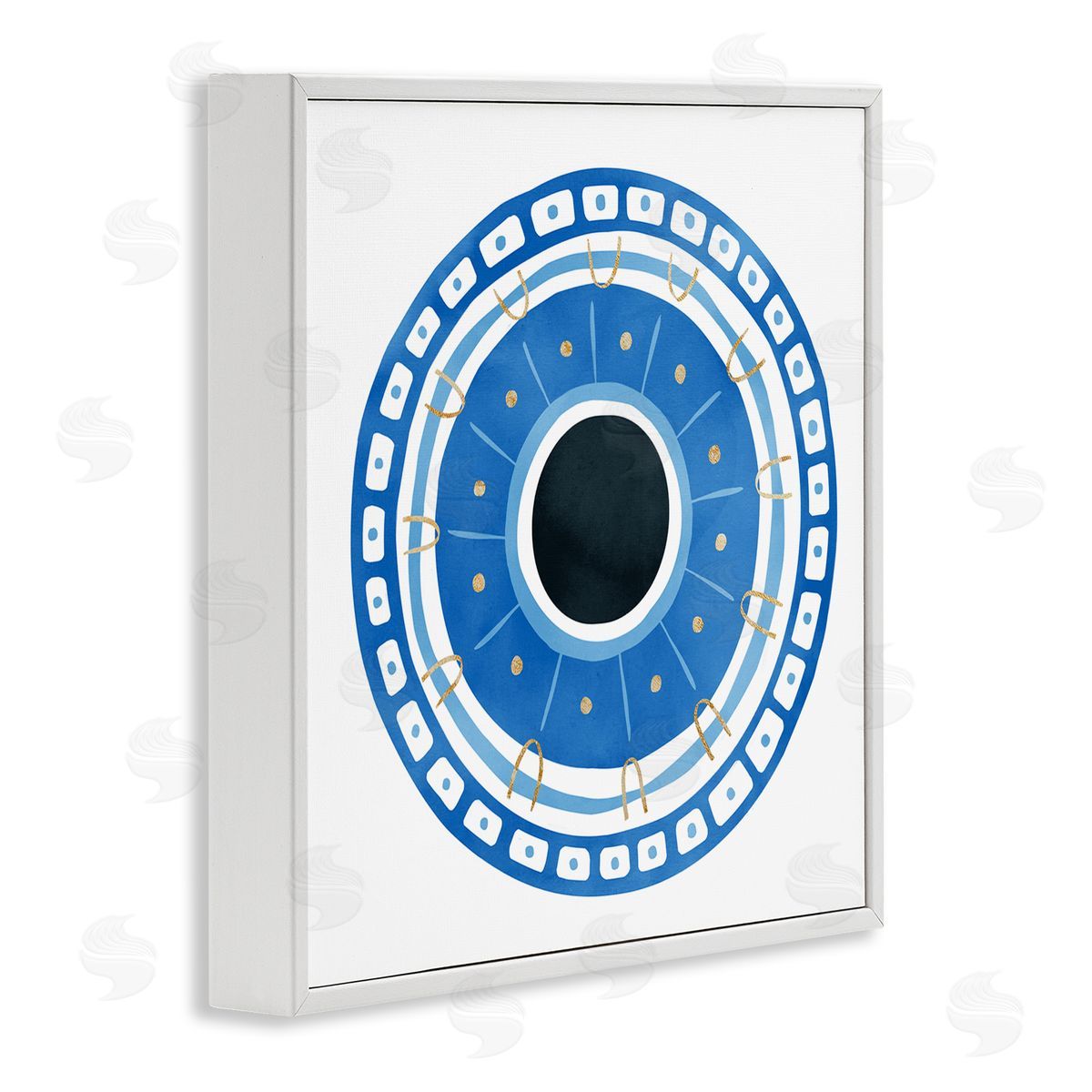Ziwei Li Spiritual Mati Evil Eye Blocked Pattern White Framed Glicee Wall Art Print