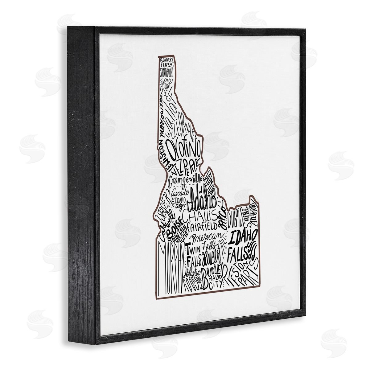 The Saturday Evening Post Idaho State Shape Typography Cities Black Framed Glicee Wall Art Print