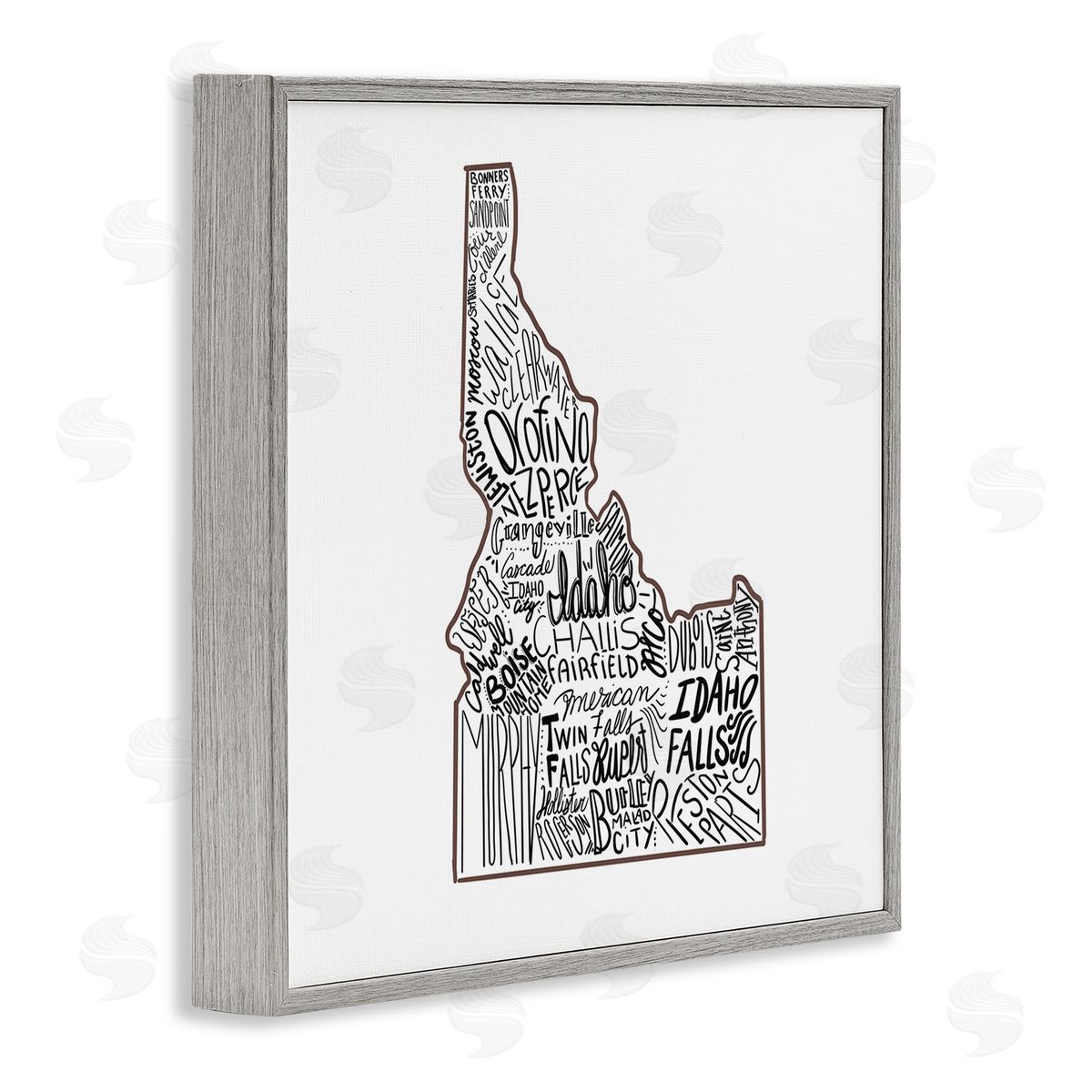 The Saturday Evening Post Idaho State Shape Typography Cities Gray Framed Glicee Wall Art Print