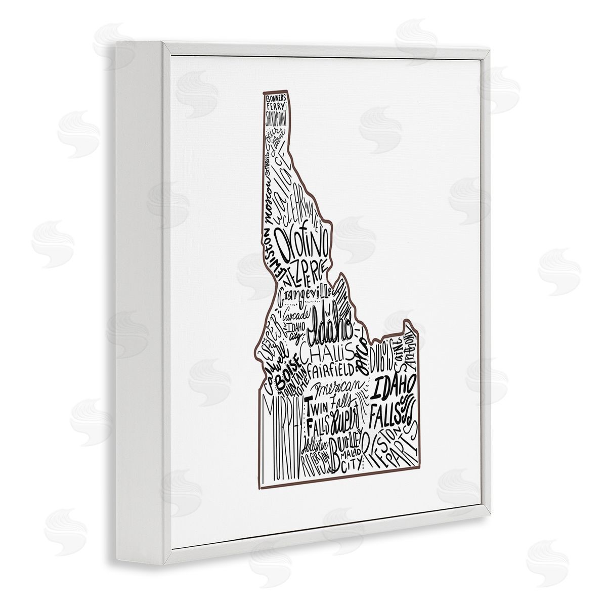 The Saturday Evening Post Idaho State Shape Typography Cities White Framed Glicee Wall Art Print