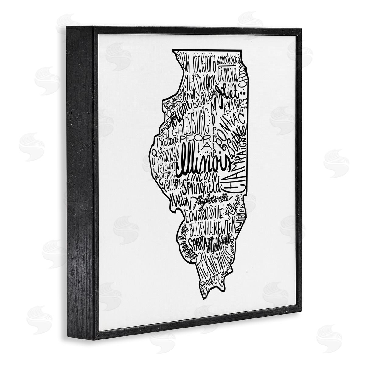 The Saturday Evening Post Illinois US State Typography Map Shape Black Framed Glicee Wall Art Print