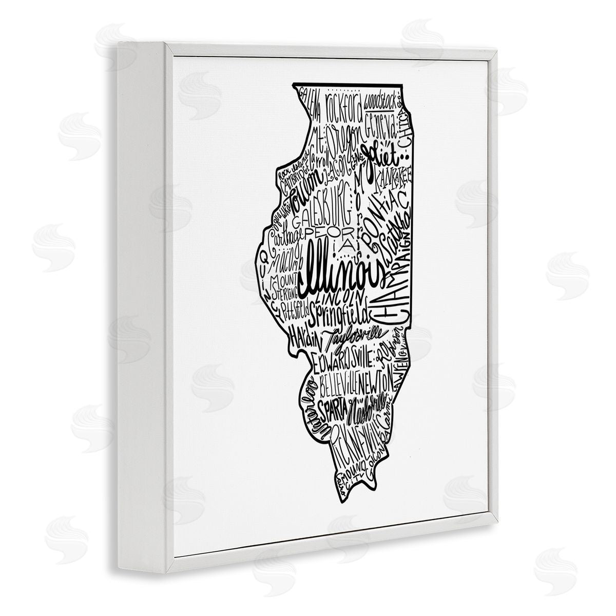 The Saturday Evening Post Illinois US State Typography Map Shape White Framed Glicee Wall Art Print