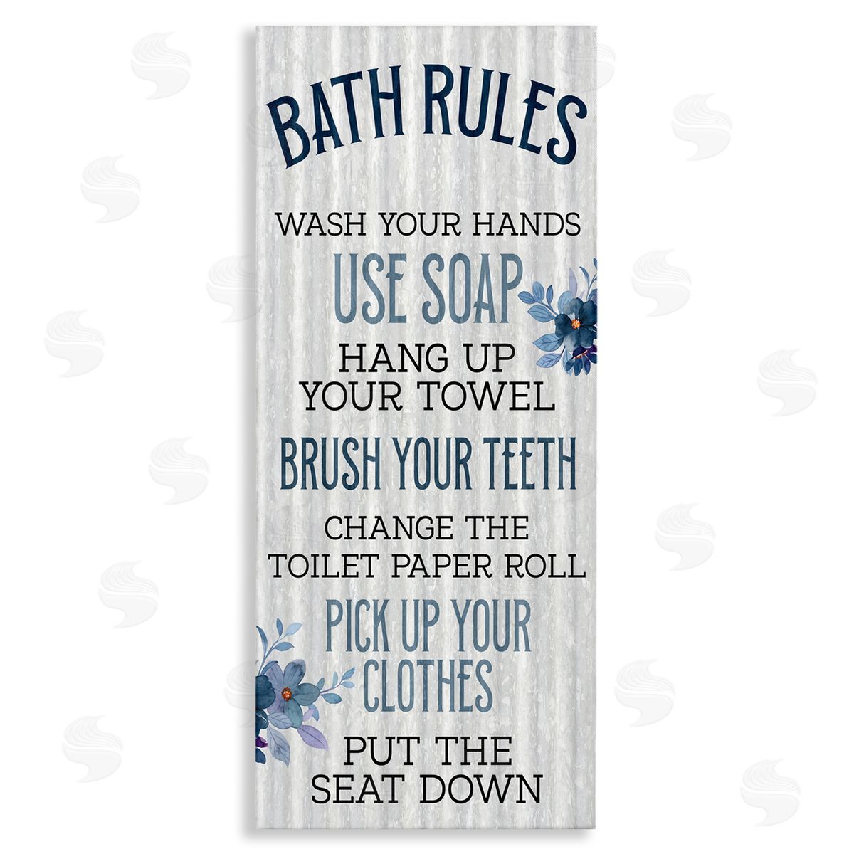 Kim Allen Bathroom Rules Striped Floral List