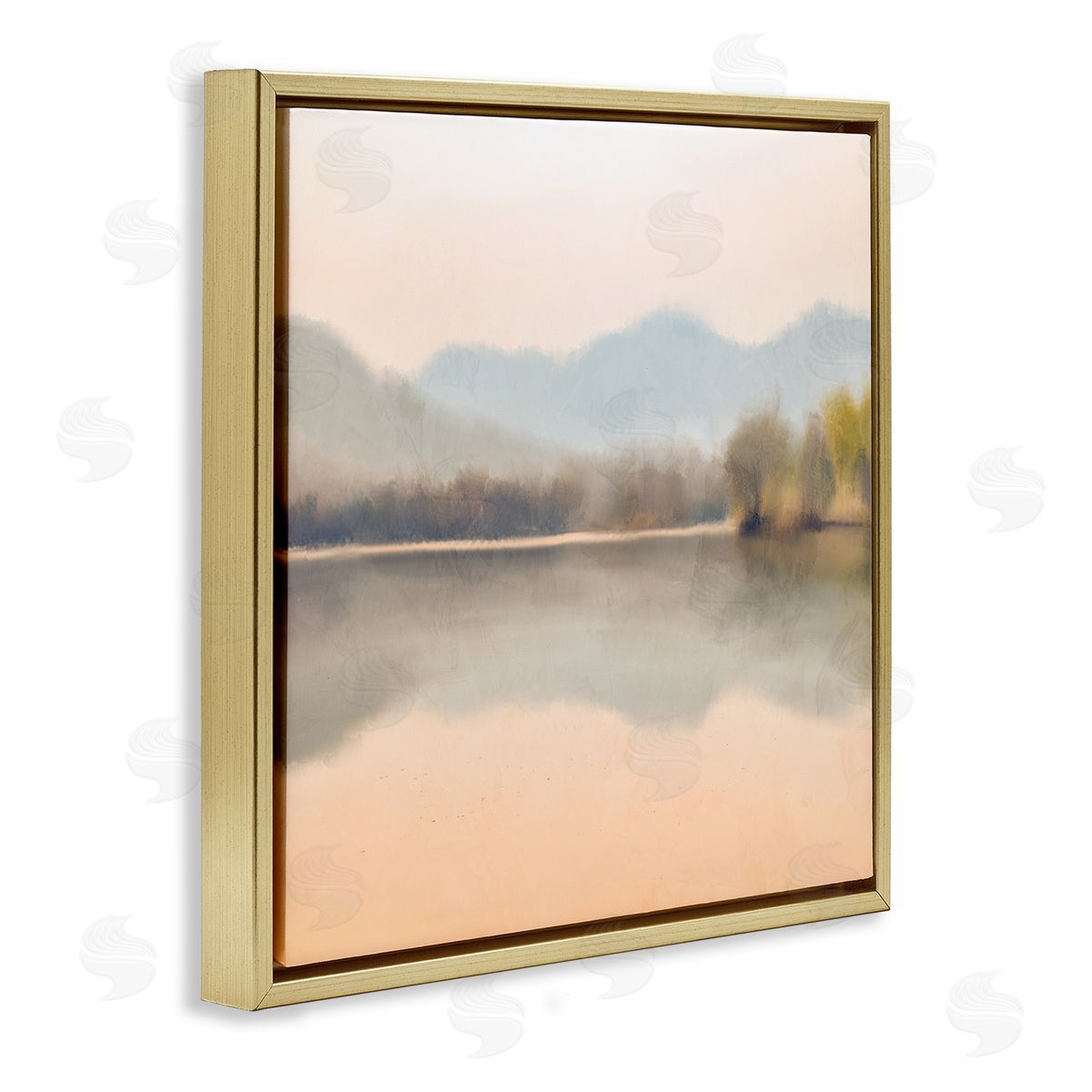 Kim Allen Serene Sunrise Lake Mountain Reflection Gold Floating Frame Canvas Wall Art Print