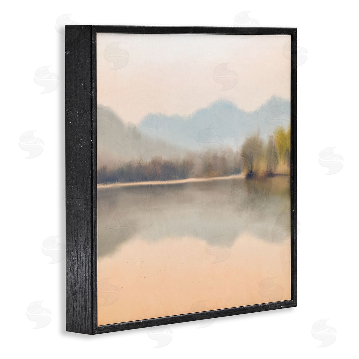 Kim Allen Serene Sunrise Lake Mountain Reflection Black Framed Glicee Wall Art Print