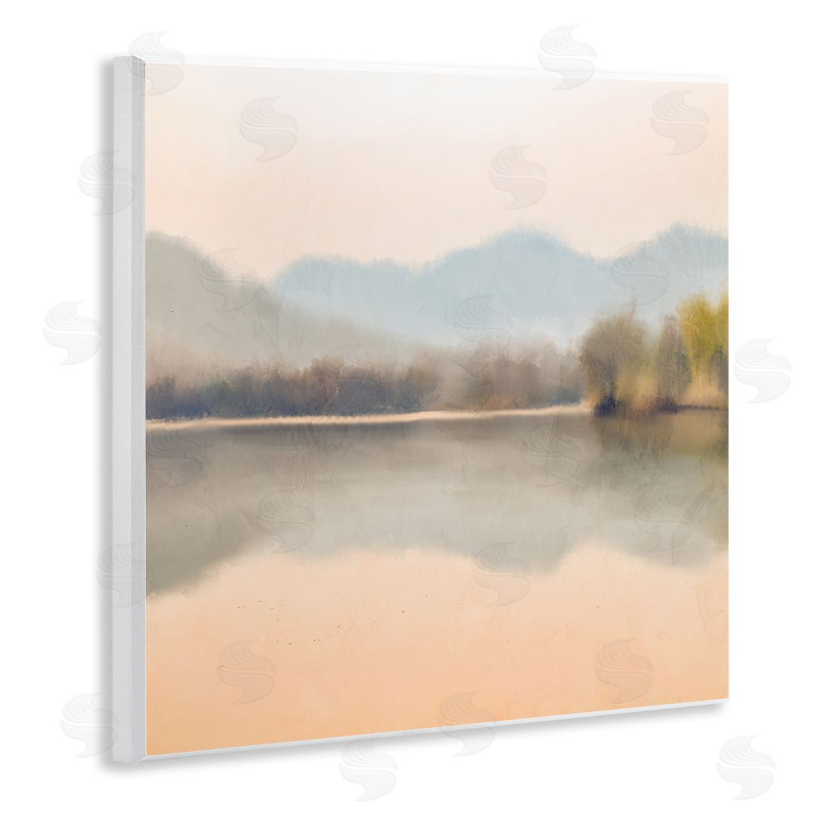 Kim Allen Serene Sunrise Lake Mountain Reflection Wooden Wall Plaque Art Print