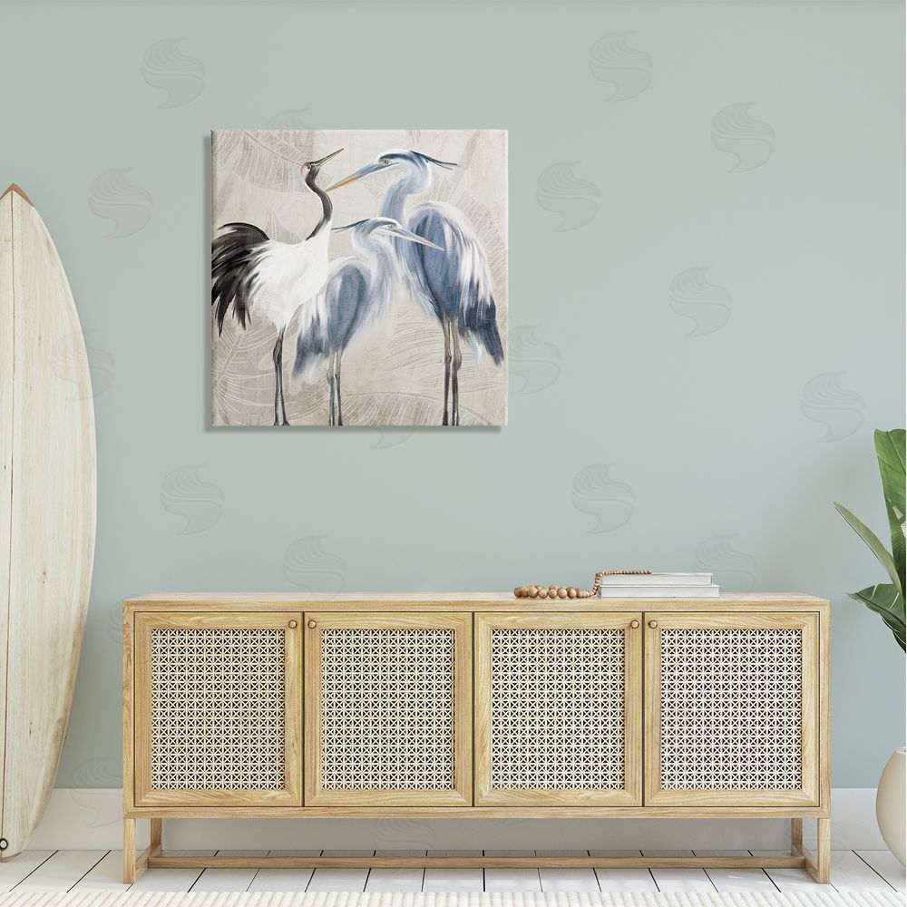 Kim Allen Leaf Patterned Crane Heron Birds Canvas Wall Art in Room