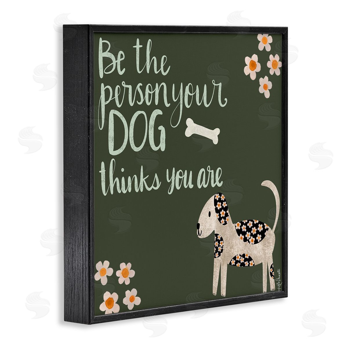 Katie Doucette Humorous Dog Owner Quote Daisy Design Black Framed Glicee Wall Art Print