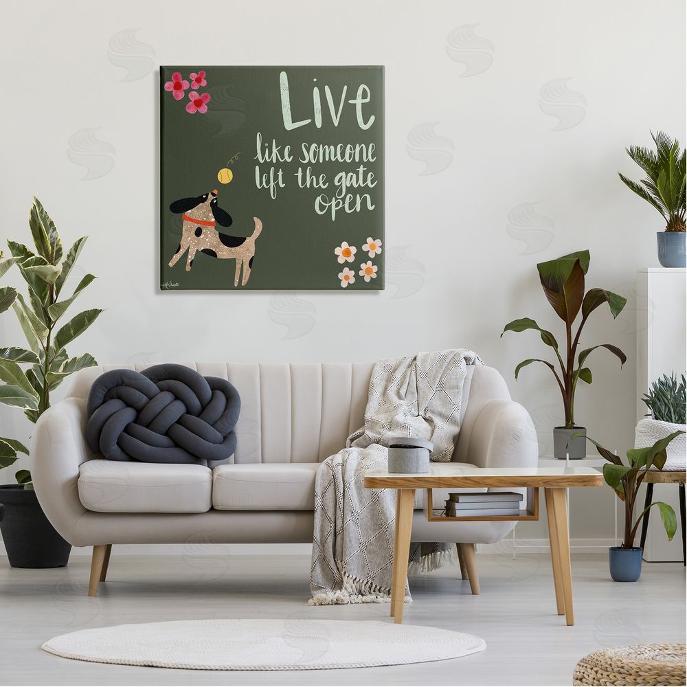 Katie Doucette Motivational Dog Humor Floral Quote Canvas Wall Art in Room