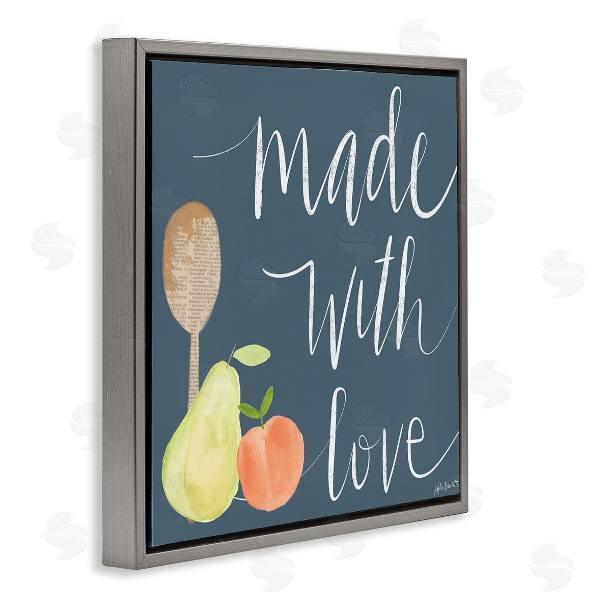 Katie Doucette Made With Love Kitchen Fruits Gray Floating Frame Canvas Wall Art Print