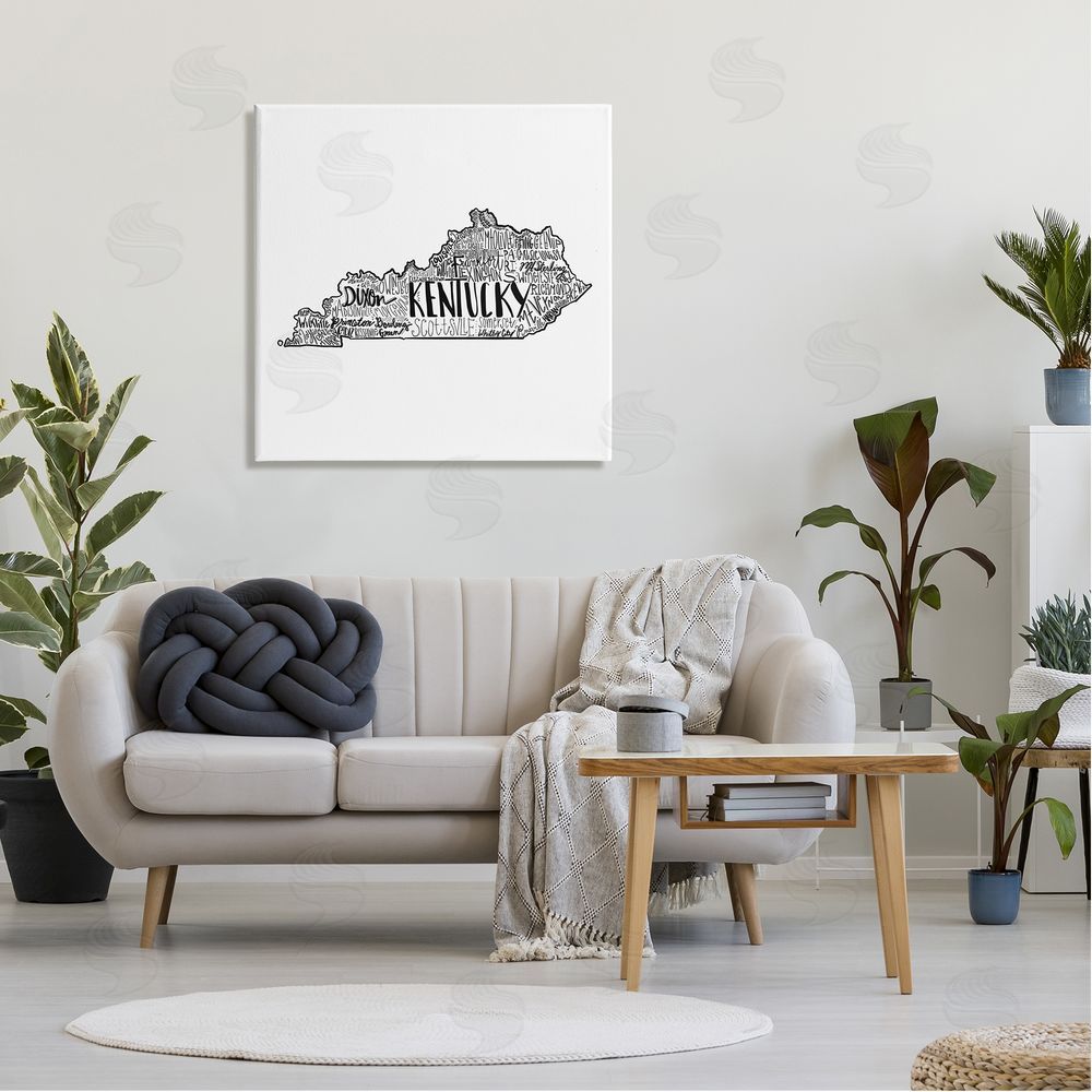 The Saturday Evening Post Kentucky State Shape Typography Map Canvas Wall Art in Room
