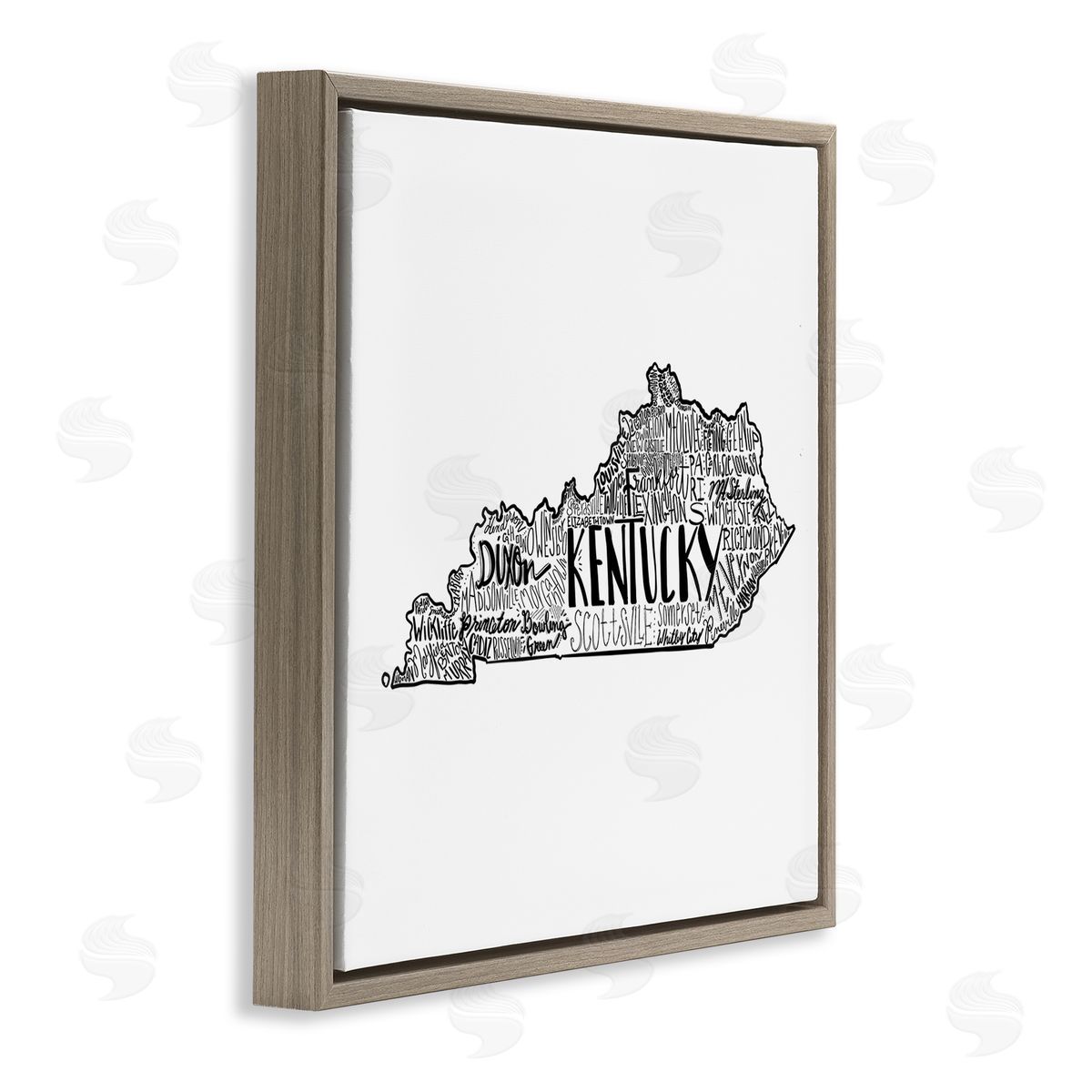 The Saturday Evening Post Kentucky State Shape Typography Map Brown Floating Frame Canvas Wall Art Print