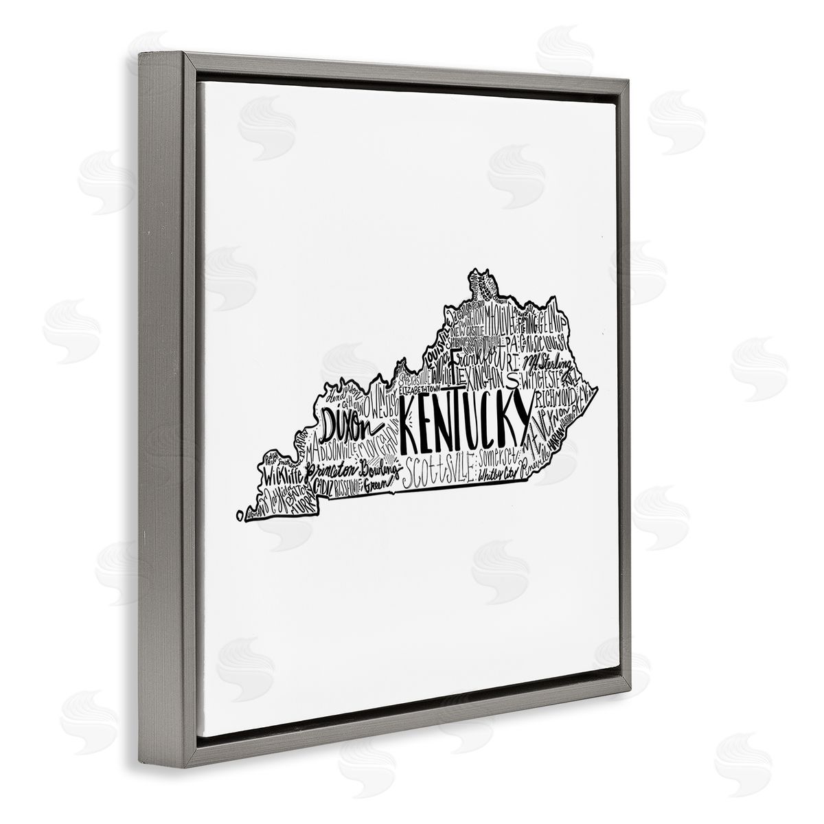 The Saturday Evening Post Kentucky State Shape Typography Map Gray Floating Frame Canvas Wall Art Print