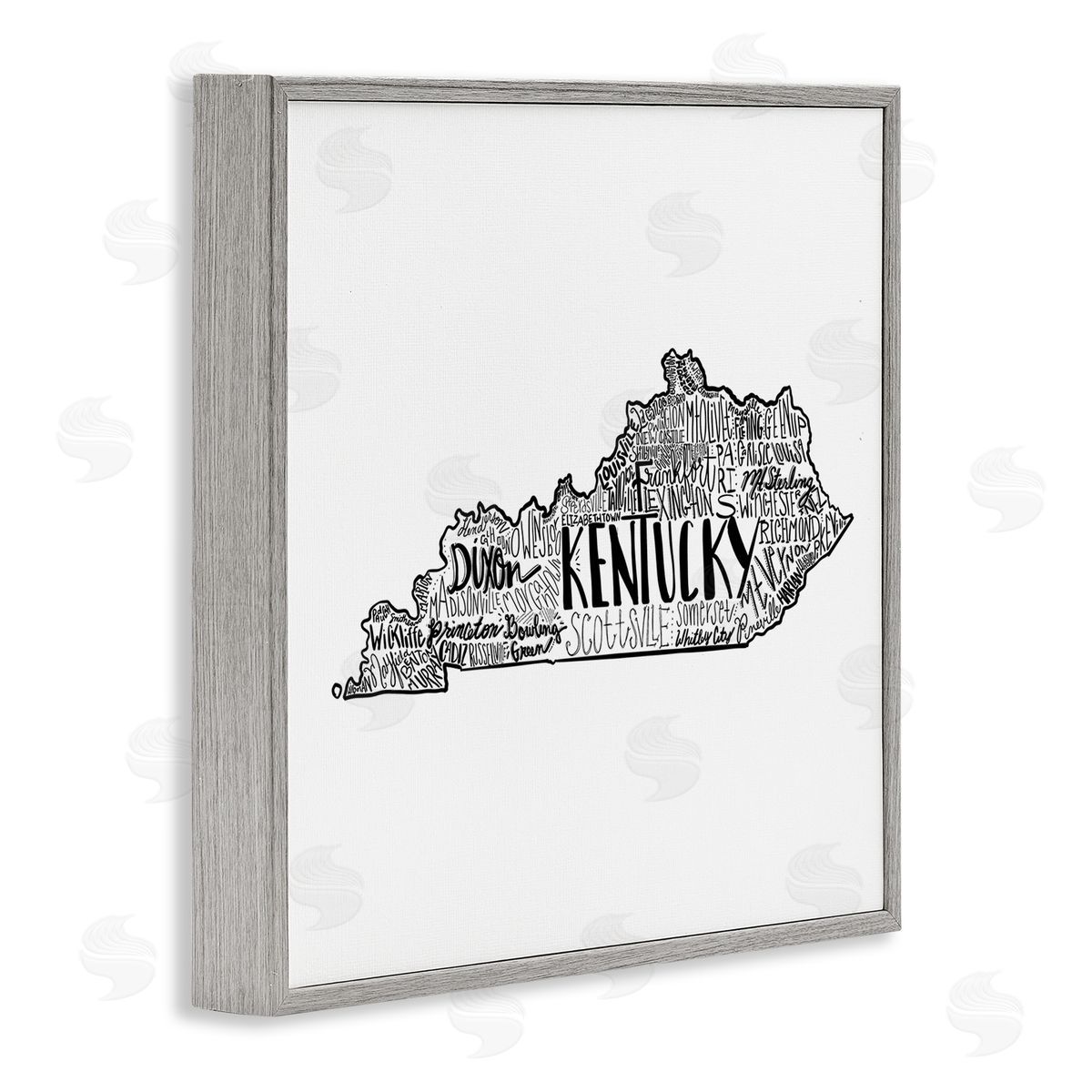 The Saturday Evening Post Kentucky State Shape Typography Map Gray Framed Glicee Wall Art Print