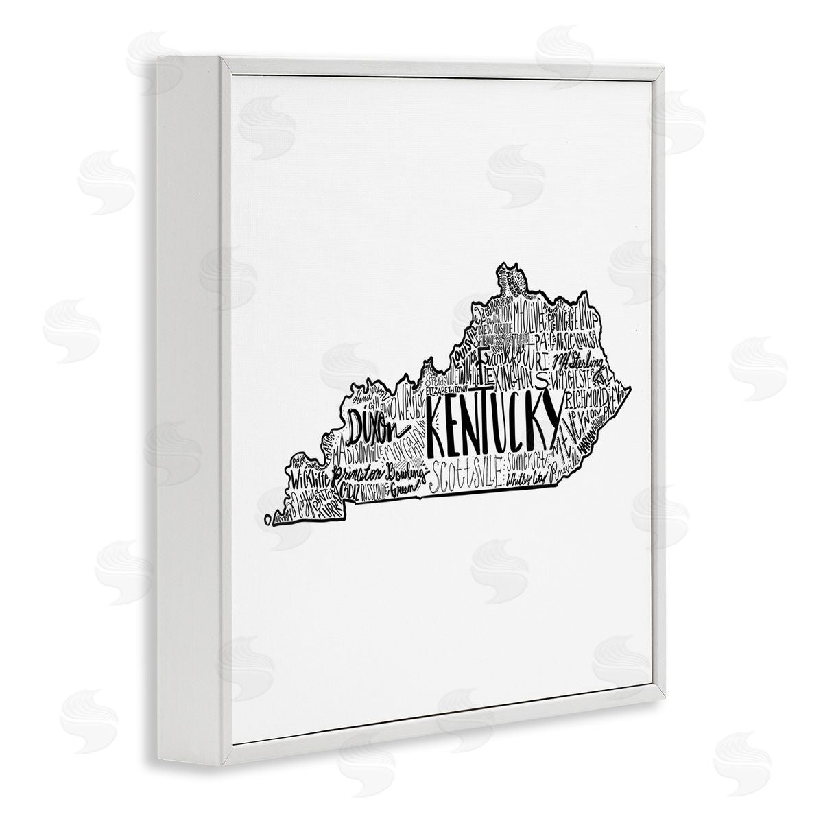 The Saturday Evening Post Kentucky State Shape Typography Map White Framed Glicee Wall Art Print