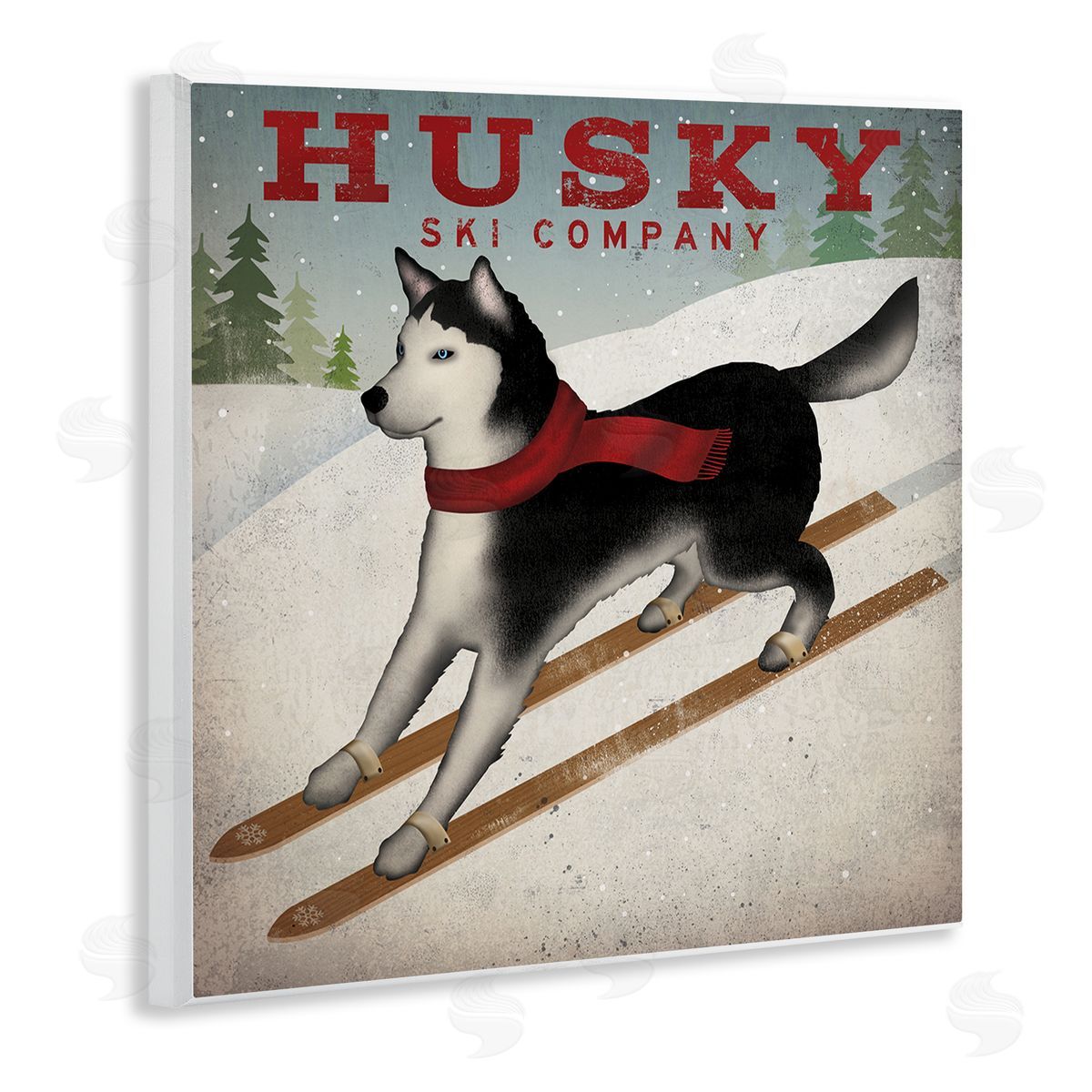 Ryan Fowler Husky Ski Company Winter Slopes Dog Wooden Wall Plaque Art Print