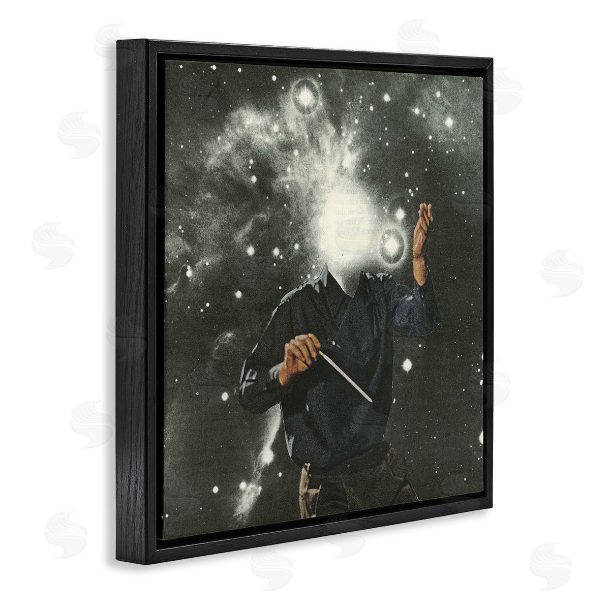 Matheus Lopes Castro Abstract Astral Composter Night Sky Black Floating Frame Canvas Wall Art Print