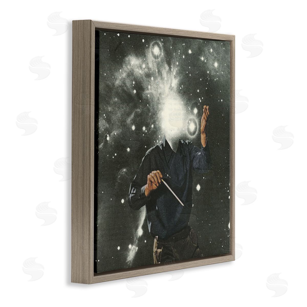 Matheus Lopes Castro Abstract Astral Composter Night Sky Brown Floating Frame Canvas Wall Art Print