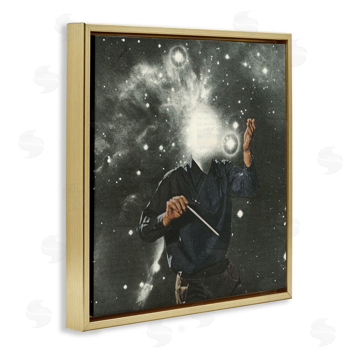 Matheus Lopes Castro Abstract Astral Composter Night Sky Gold Floating Frame Canvas Wall Art Print